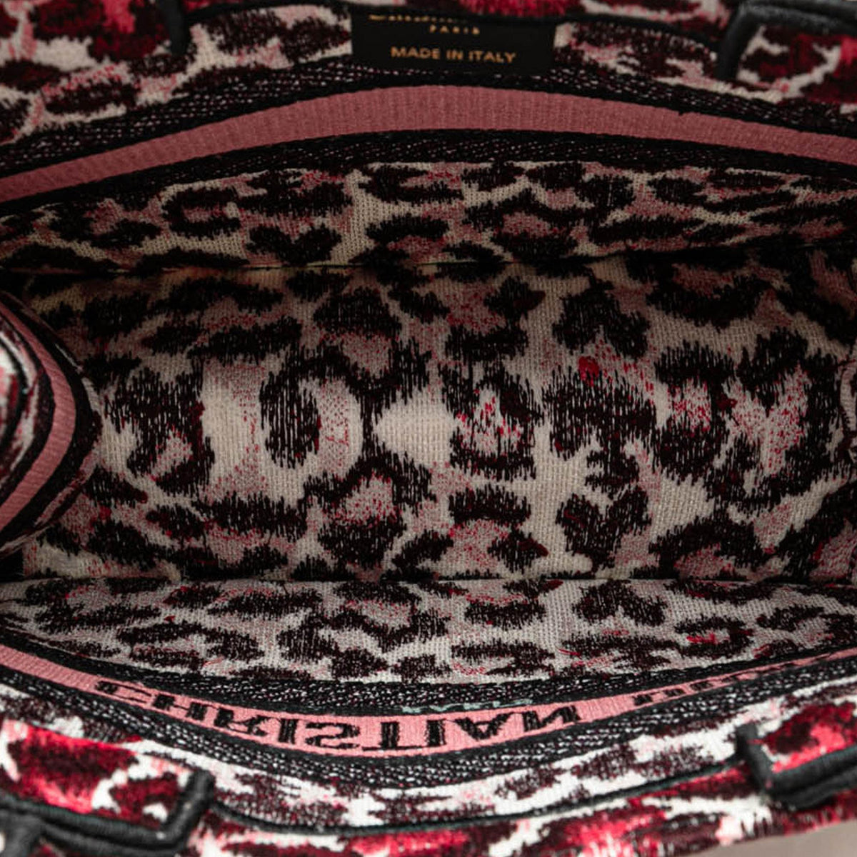 Dior Mizza Small Embroidered Canvas Leopard Book Tote Rovelle Bags