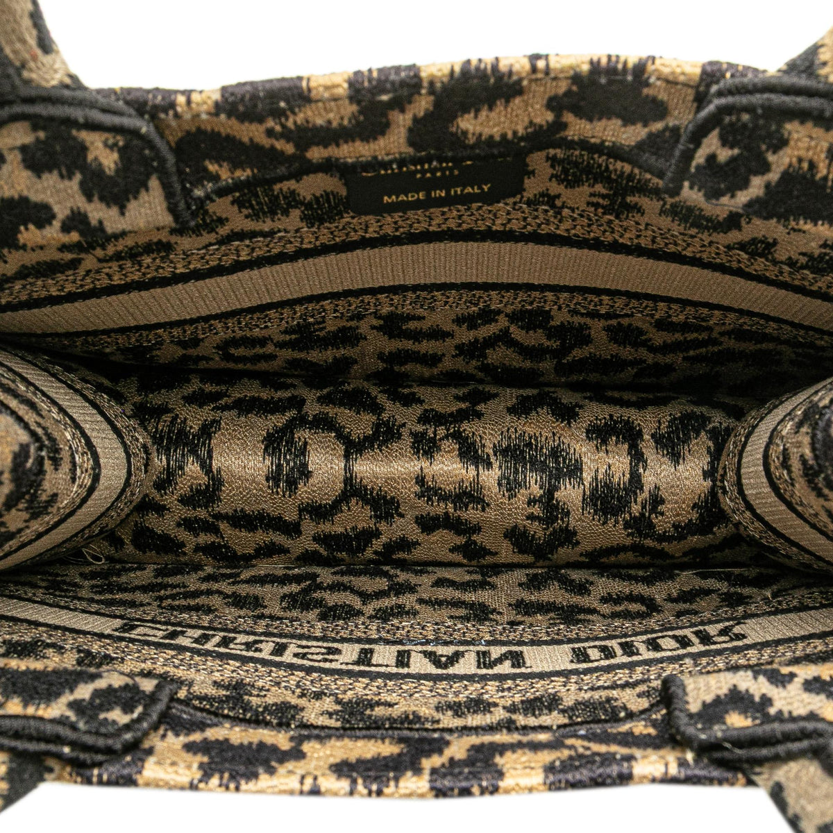 Dior Mizza Small Embroidered Canvas Leopard Book Tote Rovelle Bags