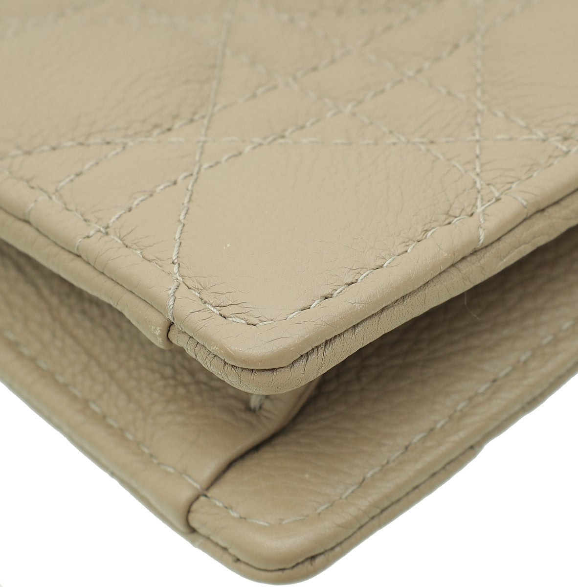 Christian Dior Sand Caro Zipped Pouch With Chain Rovelle Bags