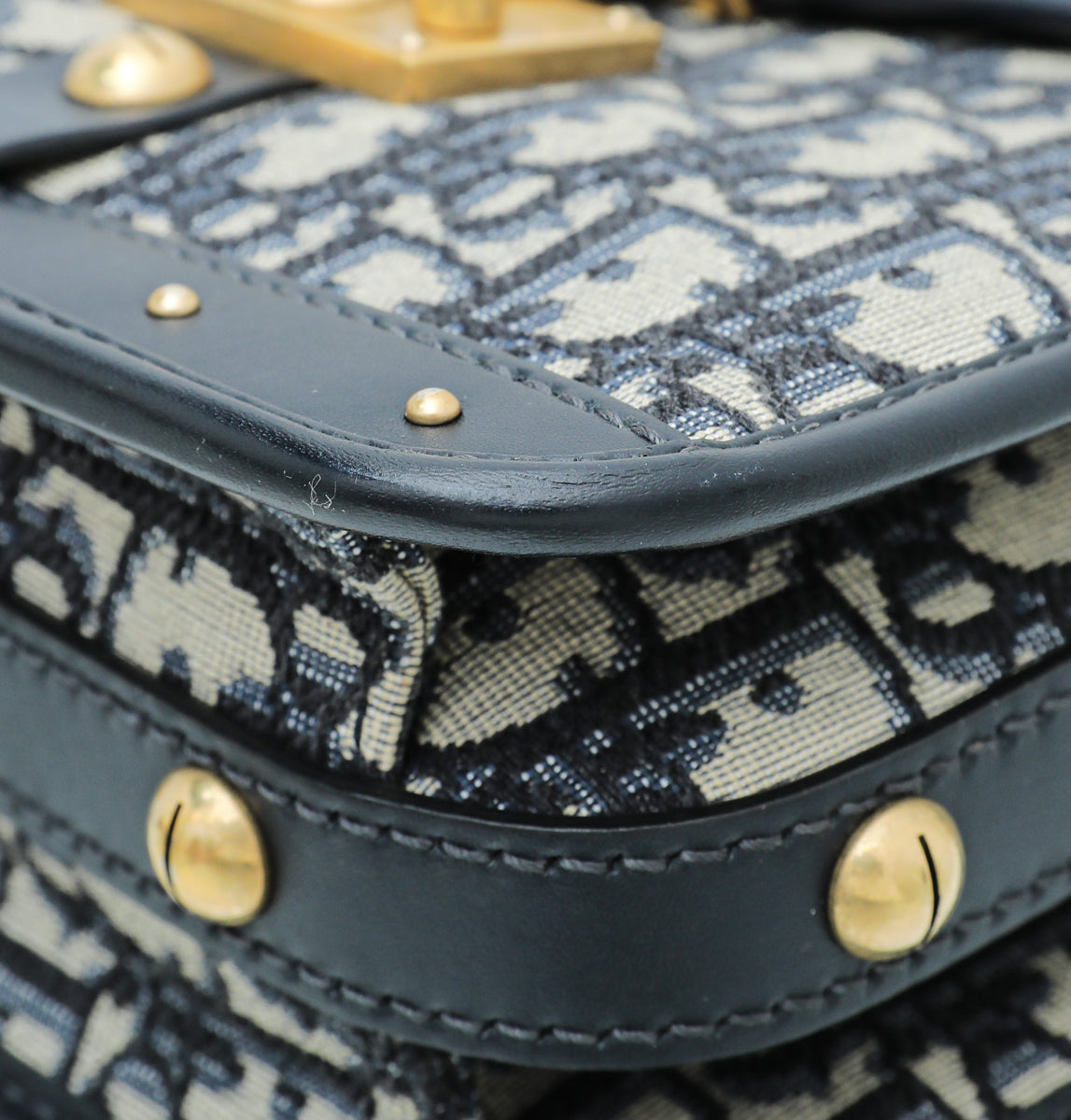 Christian Dior Blue Oblique Studded Square Dioraddict Flap Bag Rovelle Bags