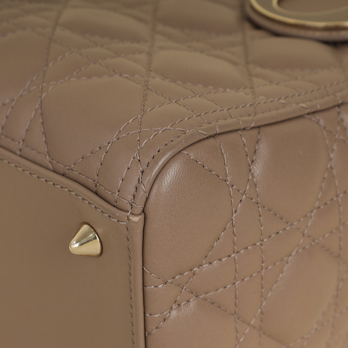 Christian Dior Taupe Gray Cannage Lady Dior Medium Bag Rovelle Bags