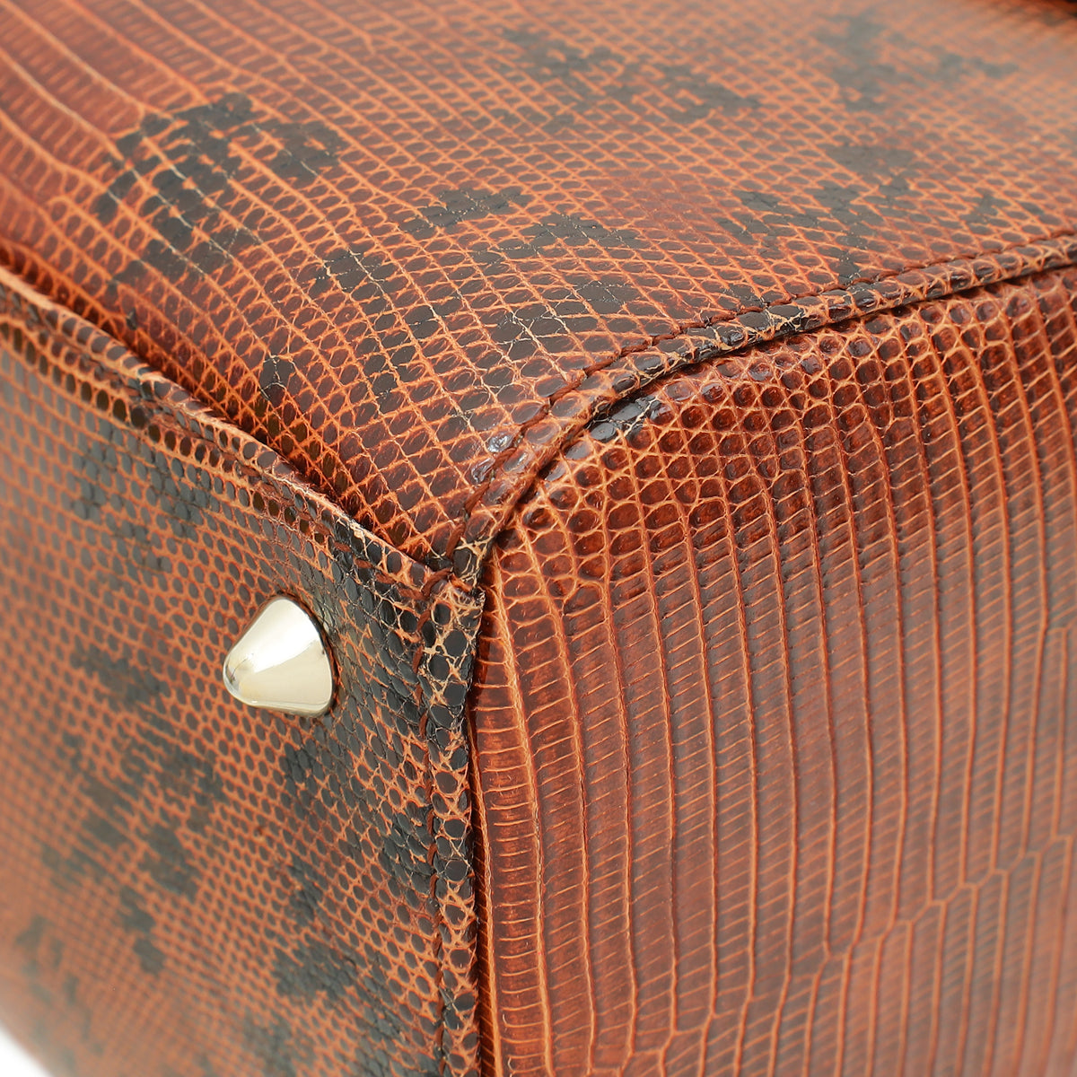 Christian Dior Brown Lizard Lady Dior Medium Bag Rovelle Bags