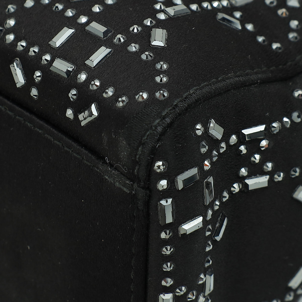 Christian Dior Black Lady Dior Cannage Satin Strass Mini Bag Rovelle Bags