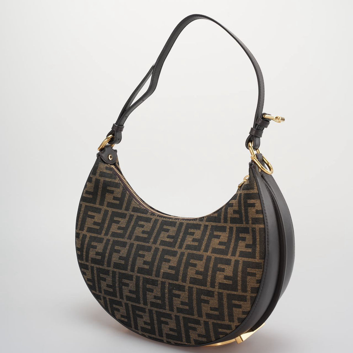 Fendi Graphy Small Brown FF Jacquard Fabric Bag Rovelle Bags