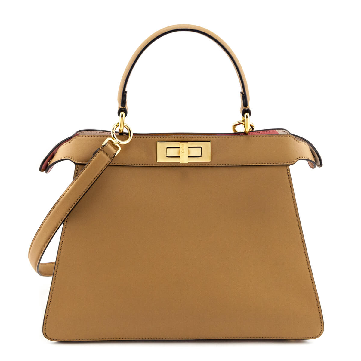 Fendi Miele Scuro Vitello Seta Nappa Medium Peekaboo I SEE U Satchel Rovelle Bags