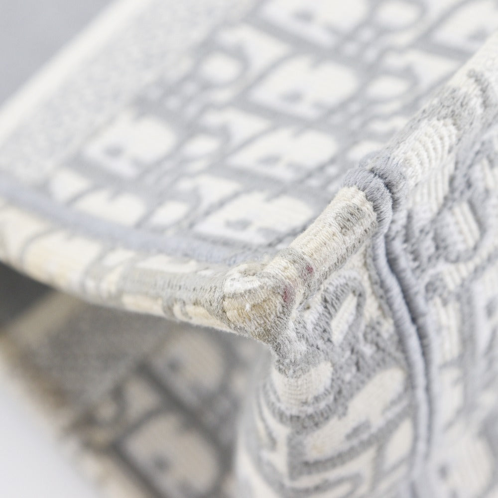 Christian Dior Tote Bag cotton Light gray Embroidery Oblique Book Tote Medium Women Rovelle Bags