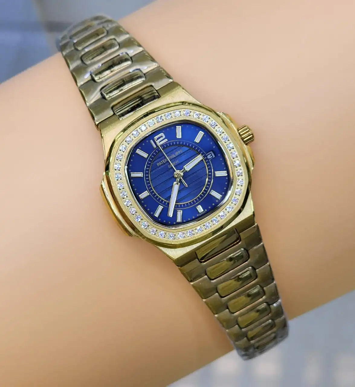 Patek Philippe Moissanite Deep Blue Dial Watch