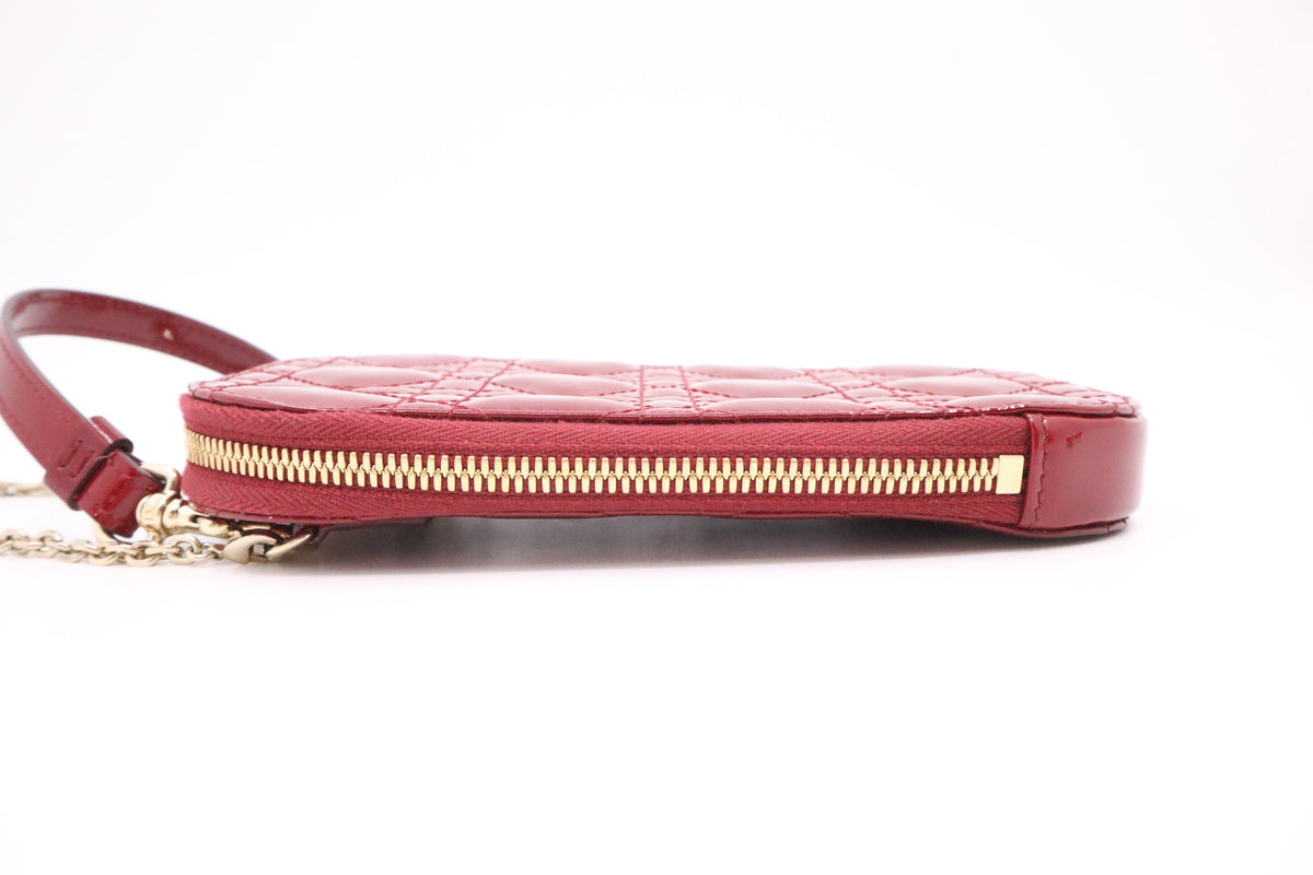 Dior Call in Dior Phone Bag in Red Cannage Patent Leather Rovelle Bags