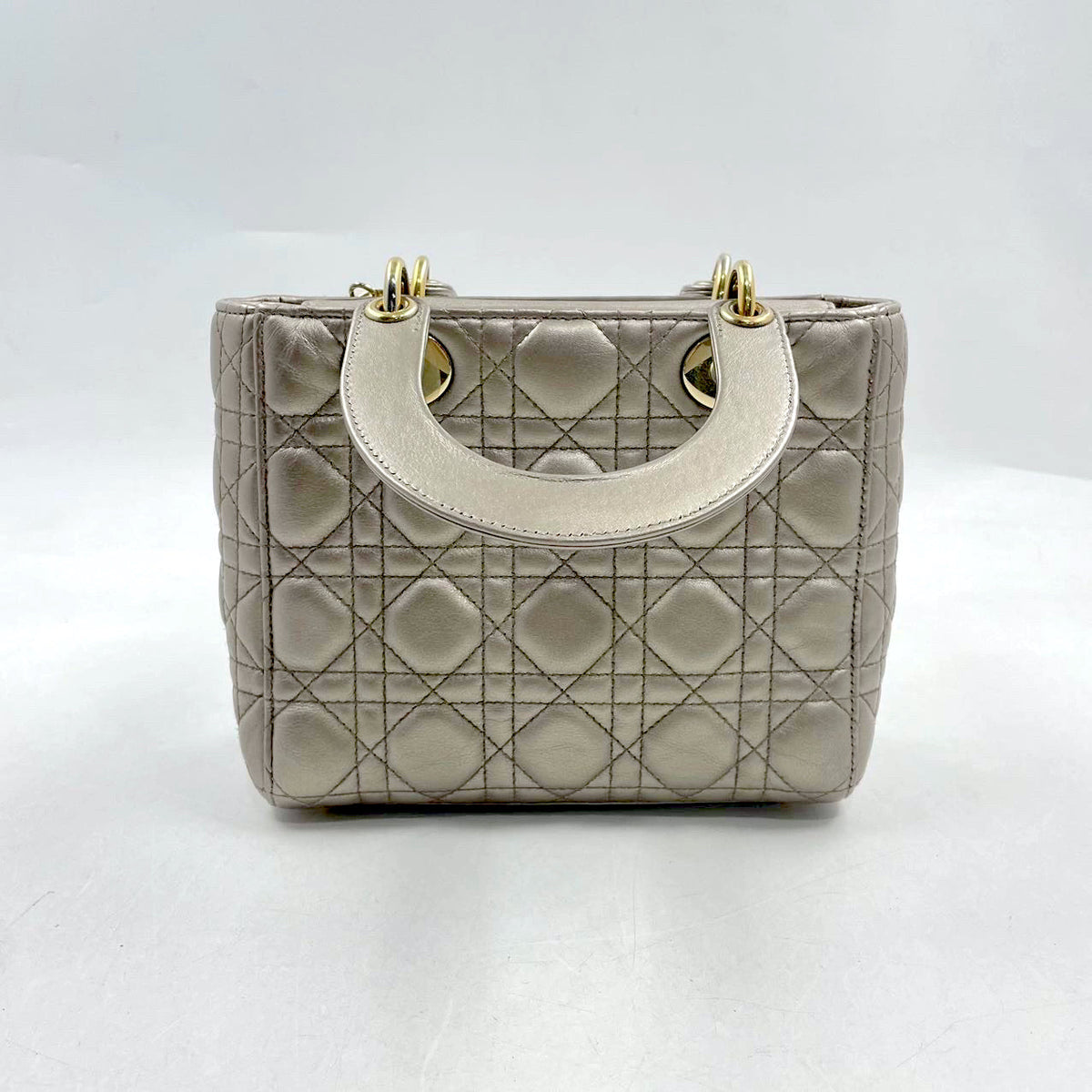 Lady Dior Small ABCdior Light Copper Gold Cannage Lambskin Handbag with ABC Strap Rovelle Bags
