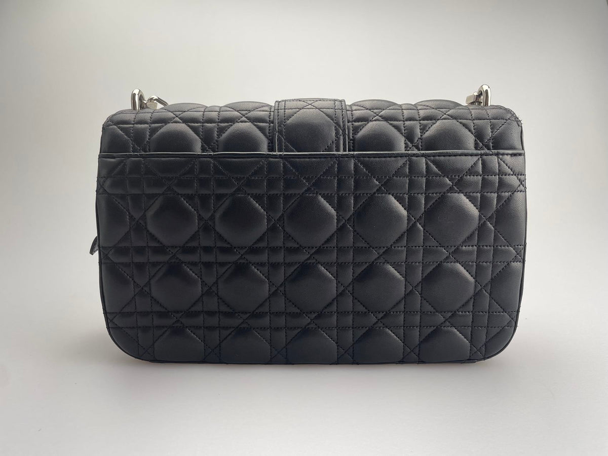 Dior Miss Dior Shoulder Bag In Black Lambskin Leather With Silver Hardware Rovelle Bags