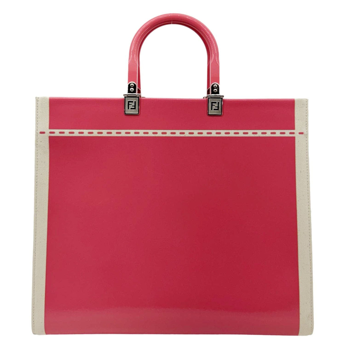 FENDI Sunshine Medium Patent Leather Crossbody Tote Bag Light Pink Rovelle Bags