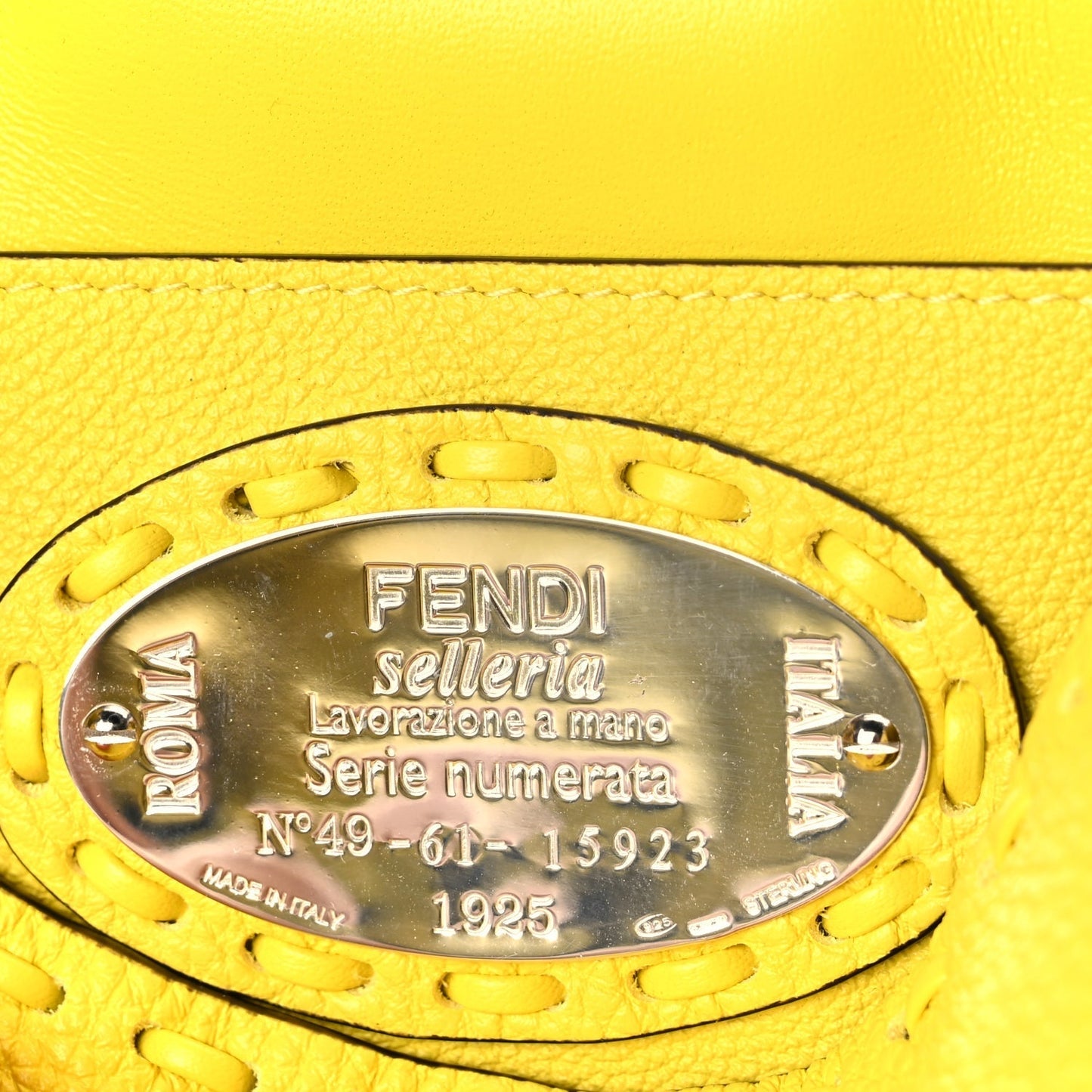 Fendi Cuoio Roma Sellerissima Nappa Sintetica Tape Stitch Mini Baguette Acid Yellow Rovelle Bags