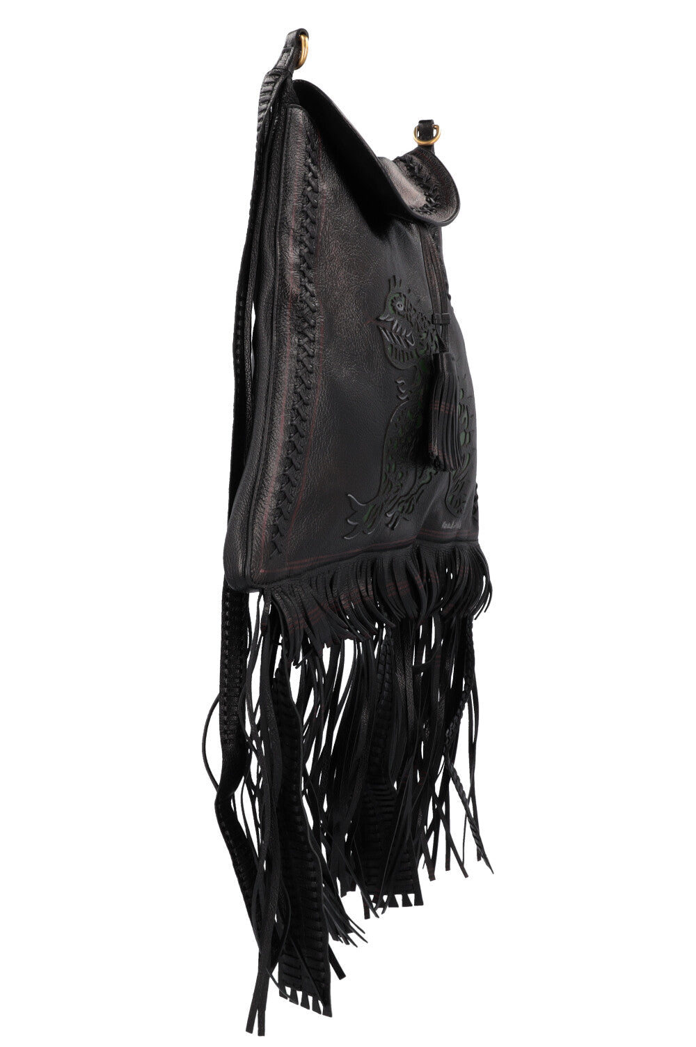 Christian Dior Niki De Saint Phalle Fringed Hobo Bag Leather Black Rovelle Bags