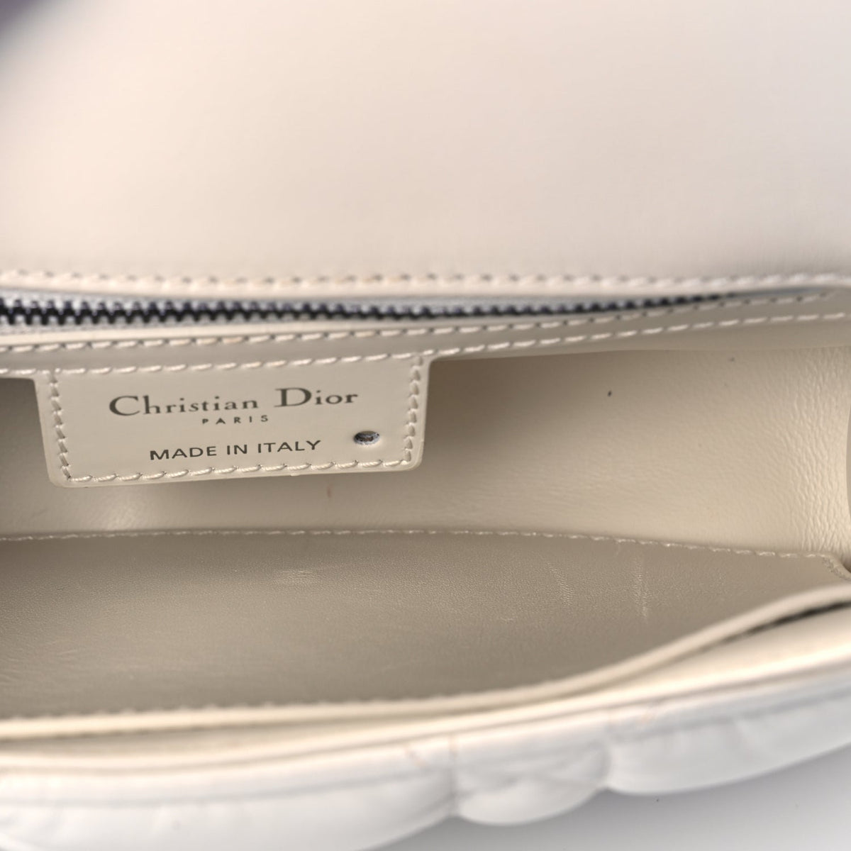 Christian Dior Calfskin Macrocannage Small Dior Caro Bag Ivory Rovelle Bags