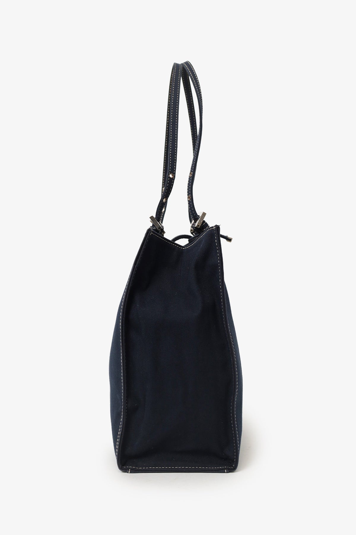Fendi Blue Denim Baguette Buckle Square Tote Square Rovelle Bags