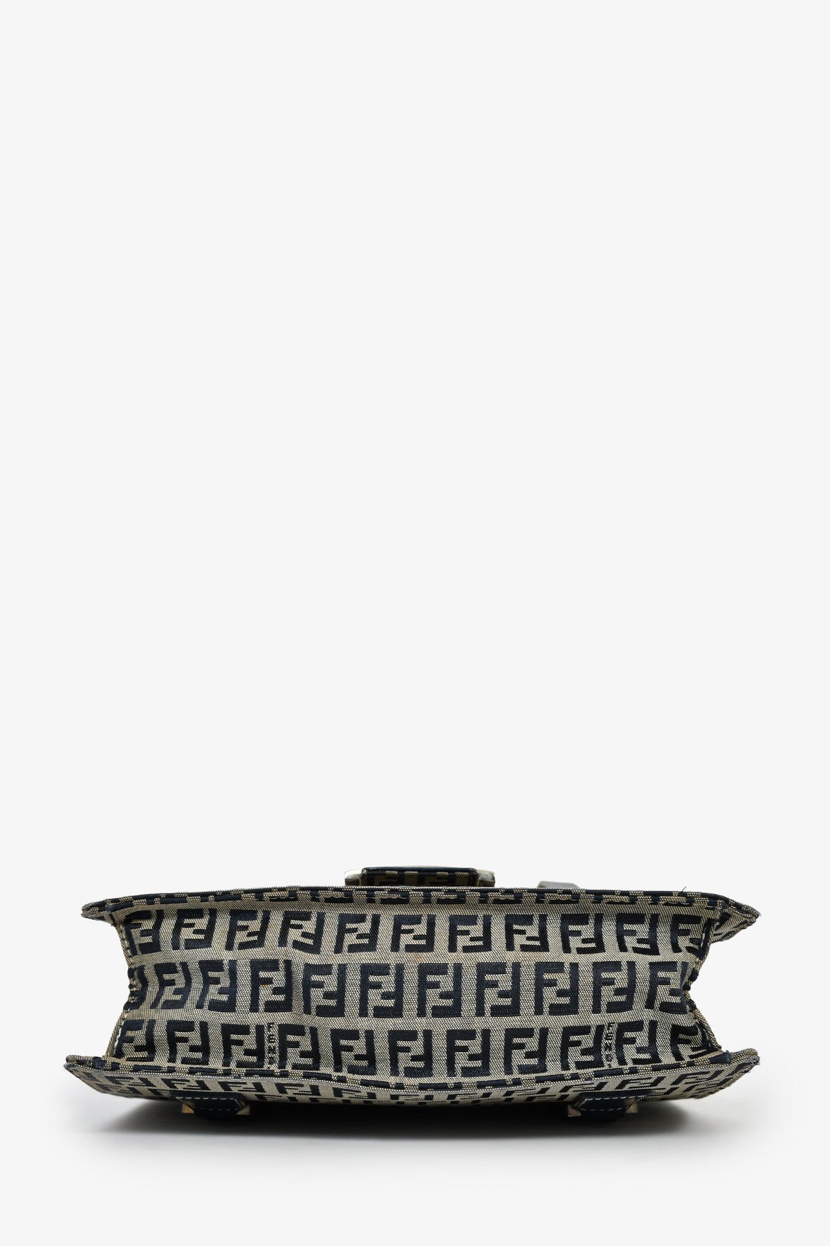 Fendi Navy FF Zucca Canvas Square Baguette Shoulder Bag Rovelle Bags