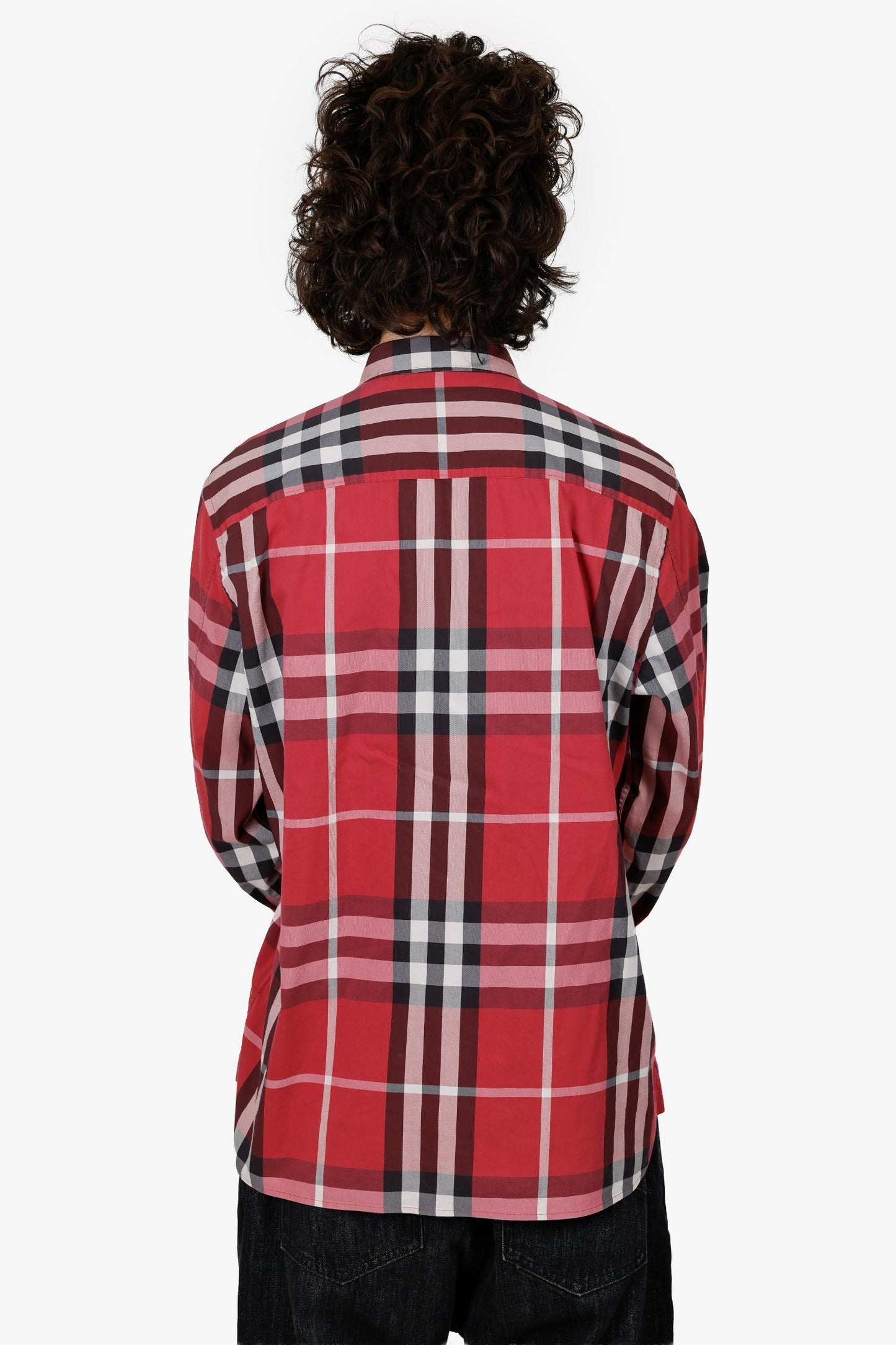 Burberry Red Cotton Button Down Shirt Size L Mens