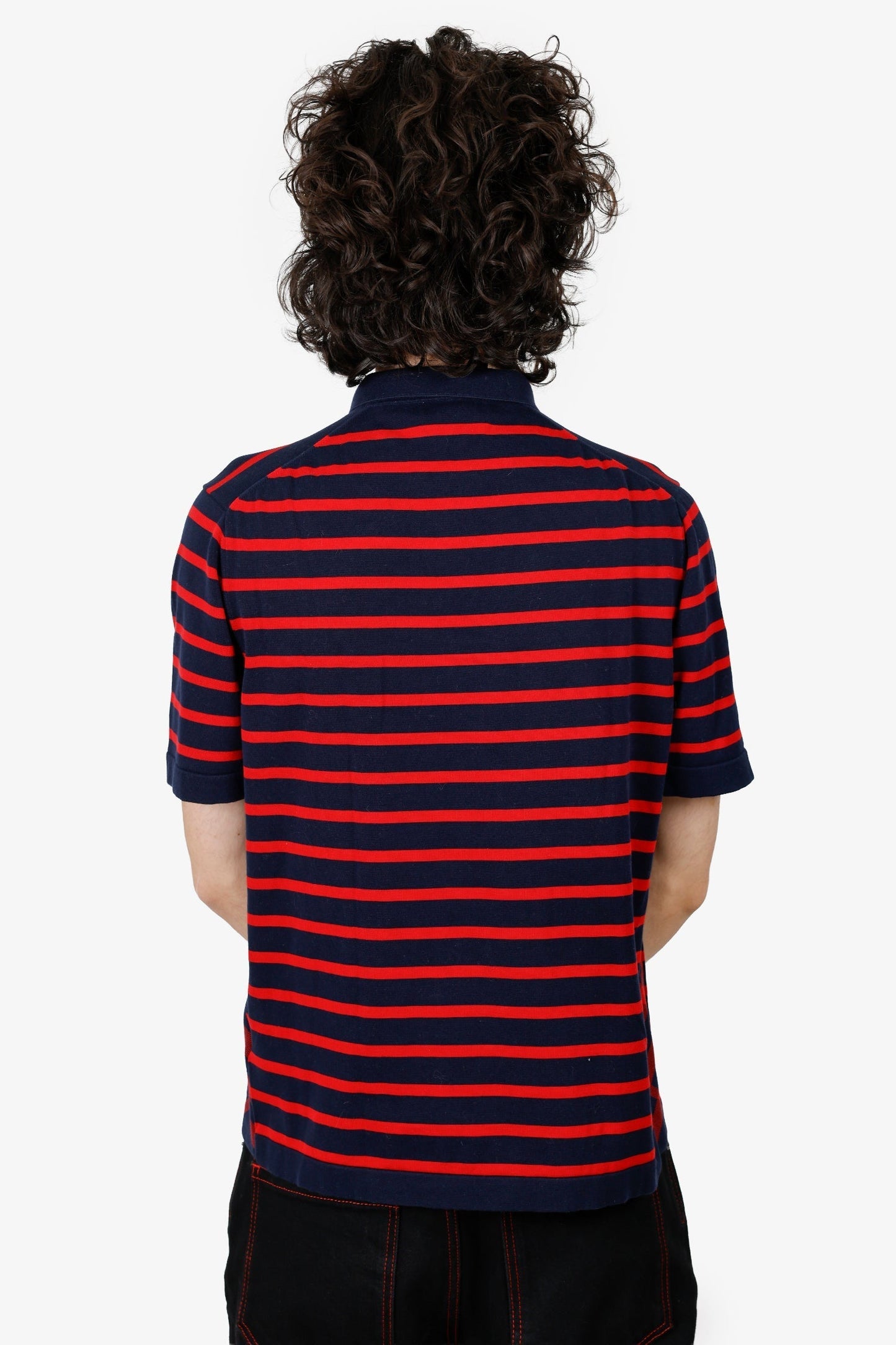 Burberry Red Striped Cotton Polo T-shirt Size L Mens
