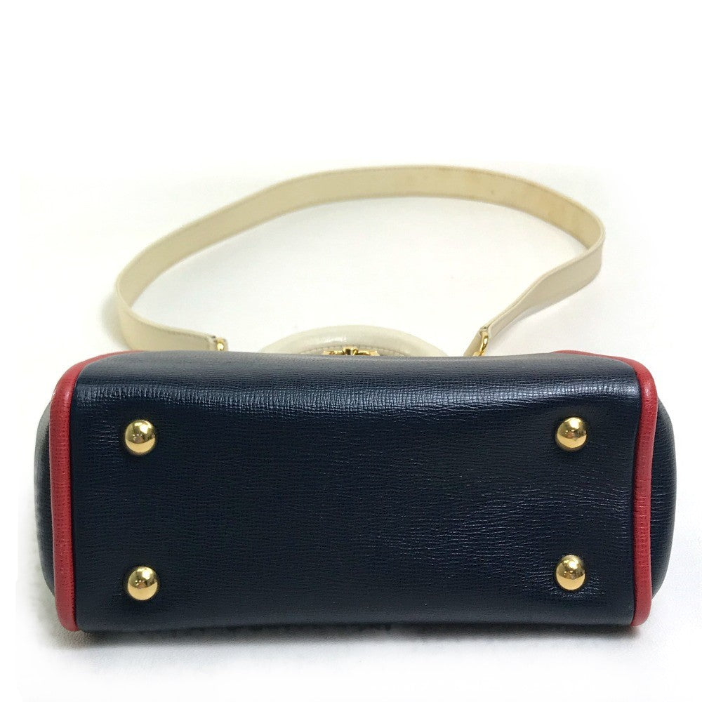 Christian Dior Handbag leather Navy x White type x Red Tricolor Gamaguchi Women Rovelle Bags