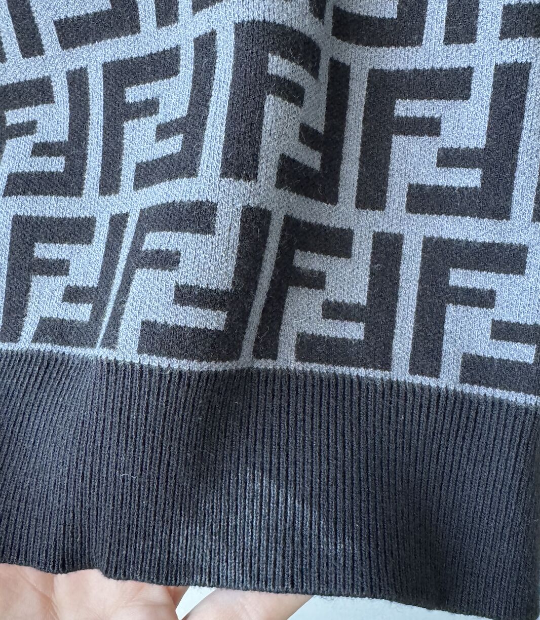 Fendi Grey/Black Monogram Knit Pullover Rovelle Bags