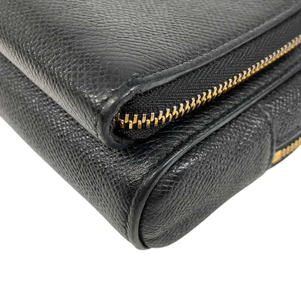 Christian Dior Shoulder Bag leather black Calo double pouch Women Rovelle Bags