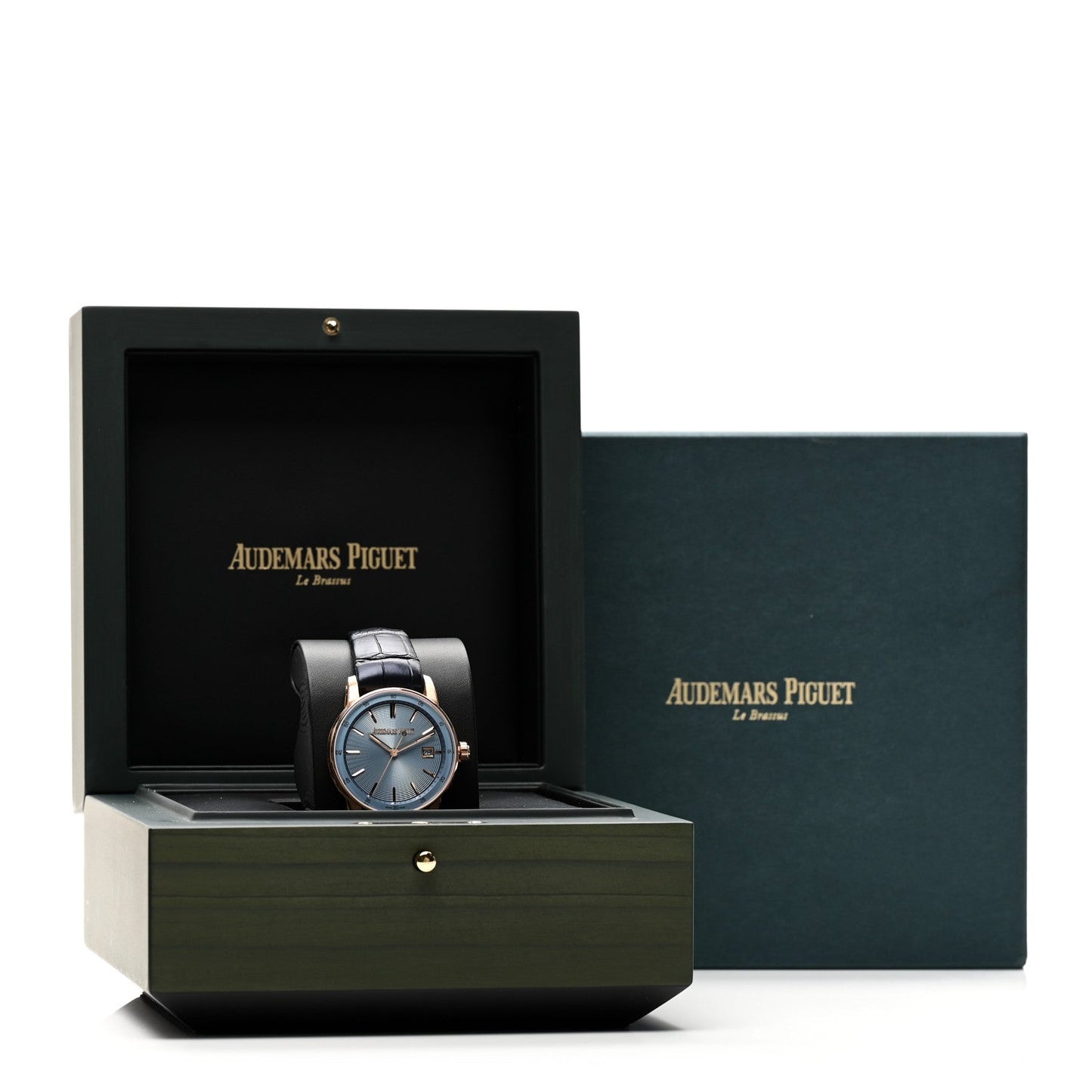 18K Rose Gold Alligator 38mm Code 11.59 Automatic Watch Blue 77410OR.OO.A344CR.01