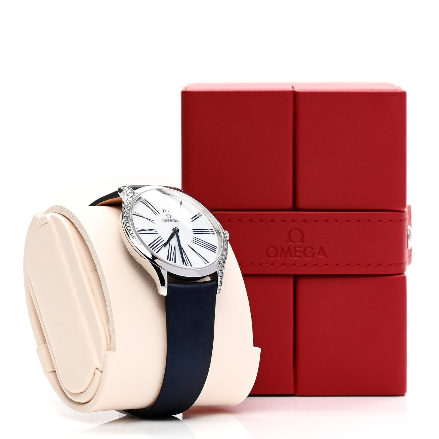 Stainless Steel Satin Diamond Bezel 36mm De Ville Tresor Quartz Watch White 428.17.36.60.04.001