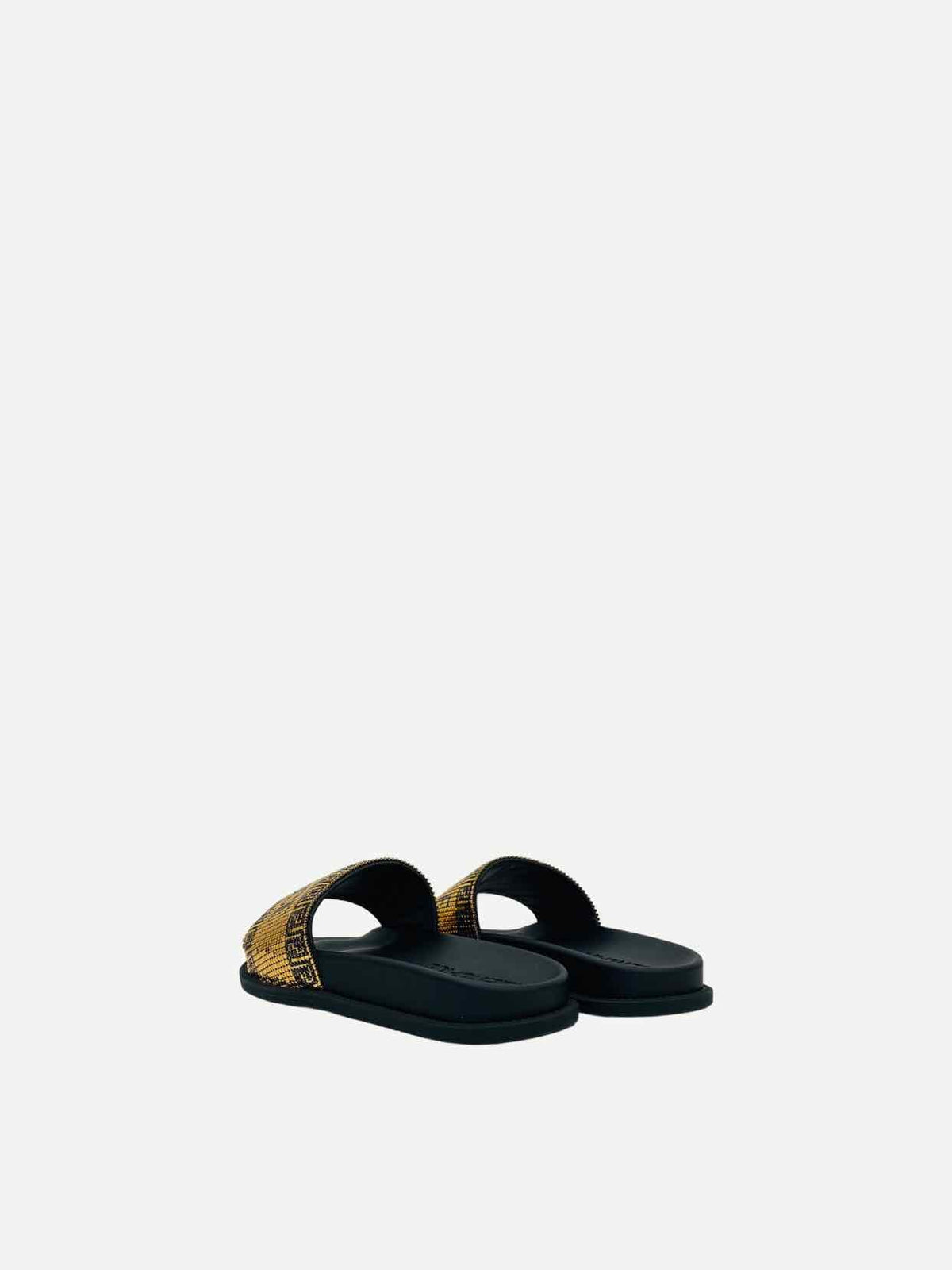 FENDI Fendace Gold & Black Size EU 39 Slides Rovelle Bags