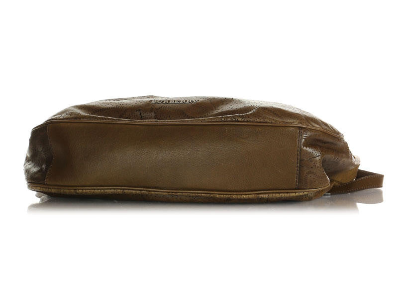 Burberry Perforated Flowers Brown Hobo Bag