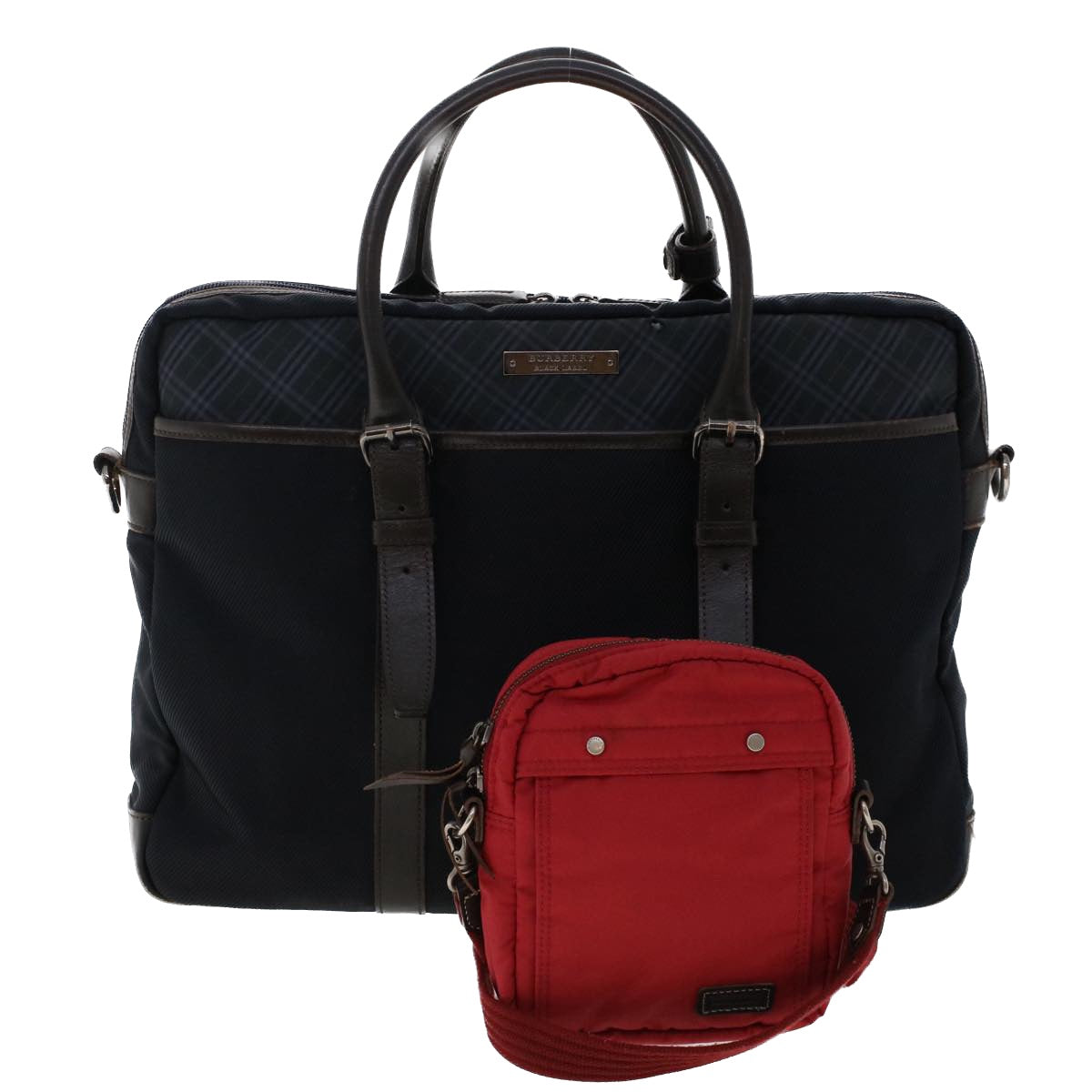 Burberry Label Auth Nylon Black Handbag