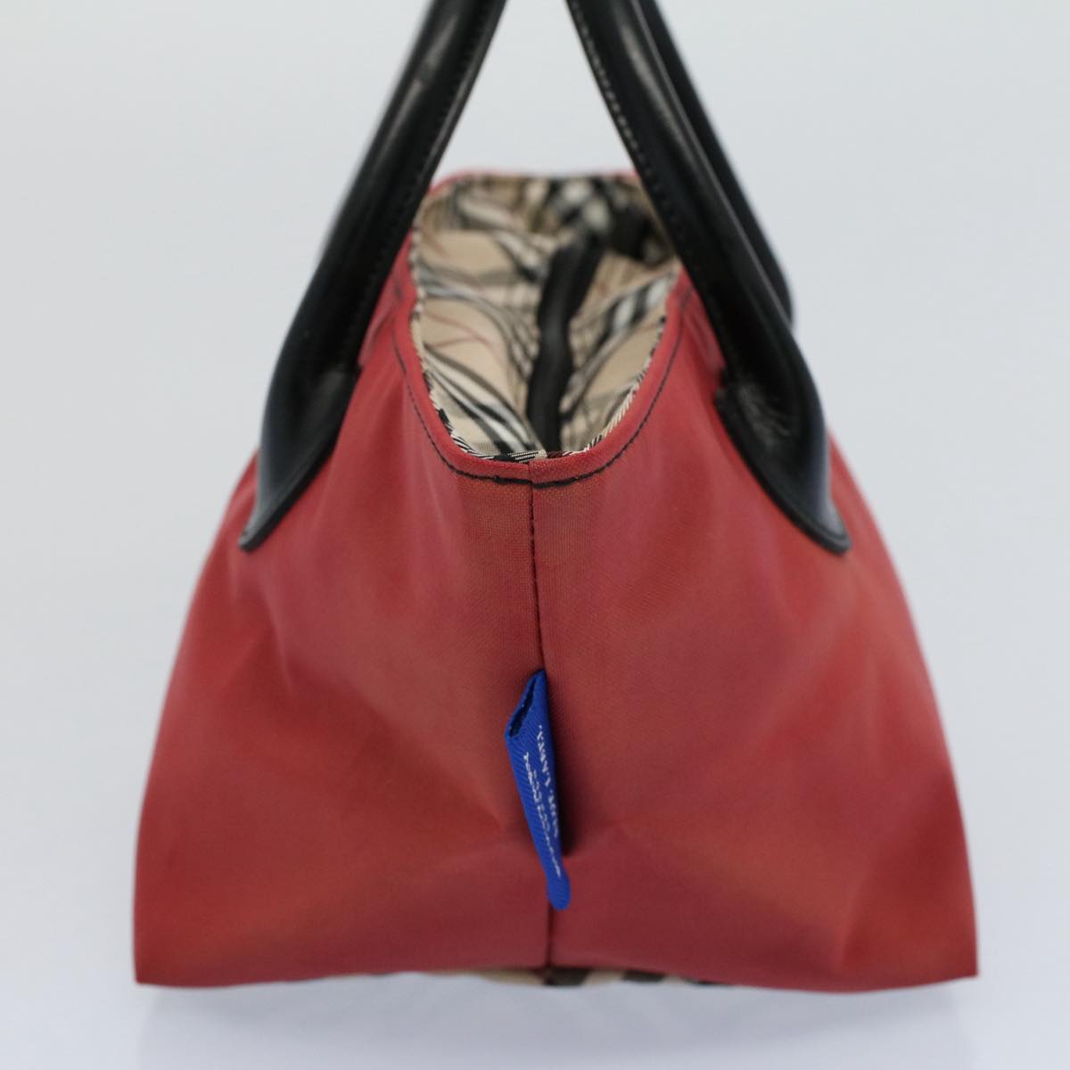 Burberry Label Auth Nylon Red Handbag