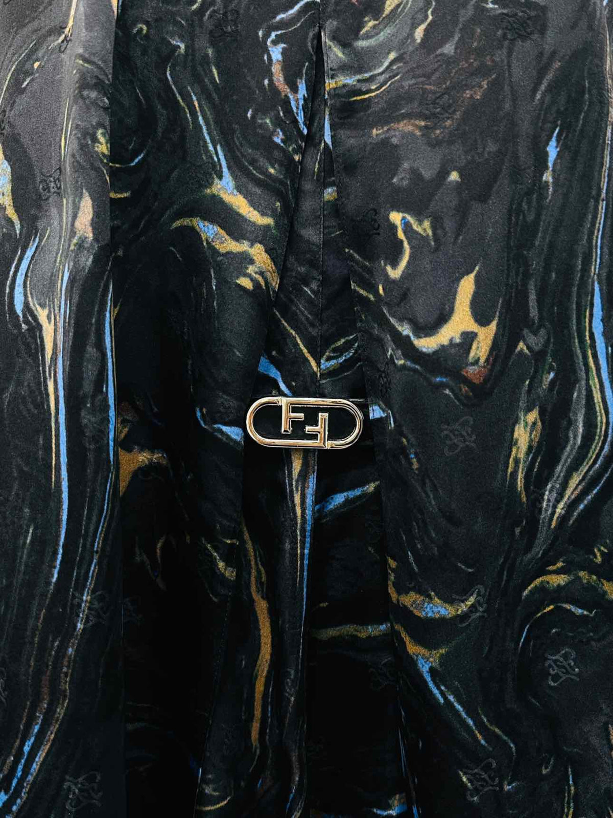 FENDI Marbled Black Multicolor Size Small Long Dress Rovelle Bags