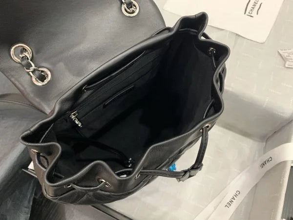 Chanel Gold Tone Metal Black Backpack