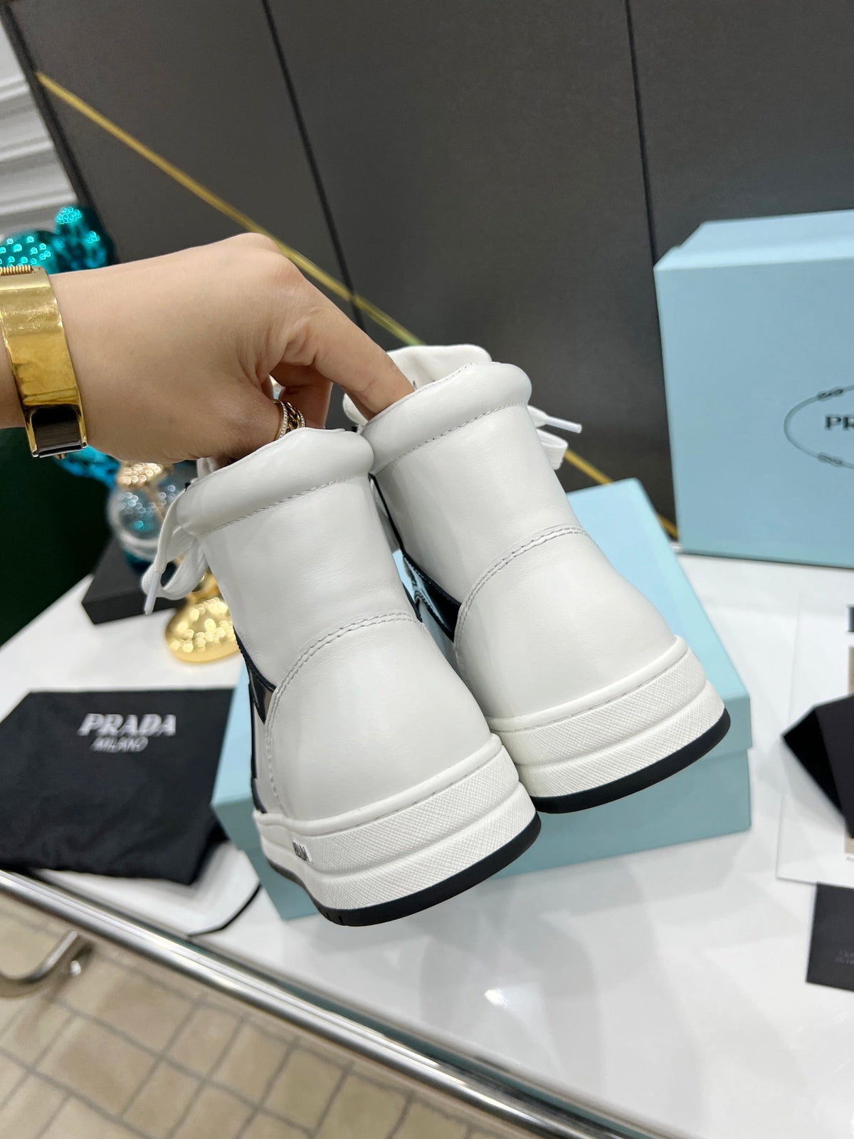 Prada District Leather Sneakers
