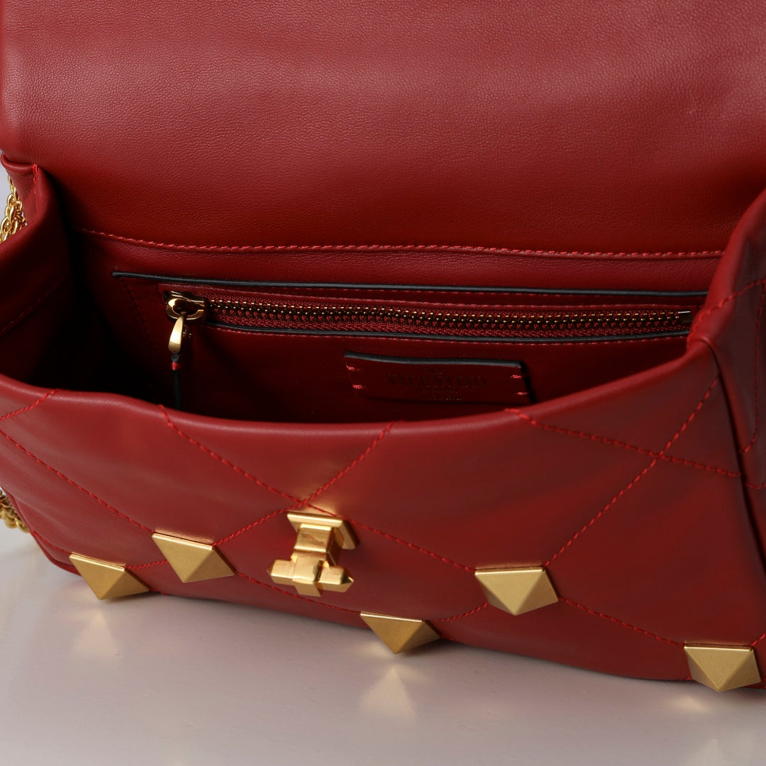 Valentino Garavani Medium Roman Stud The Shoulder Bag In Nappa With Chain