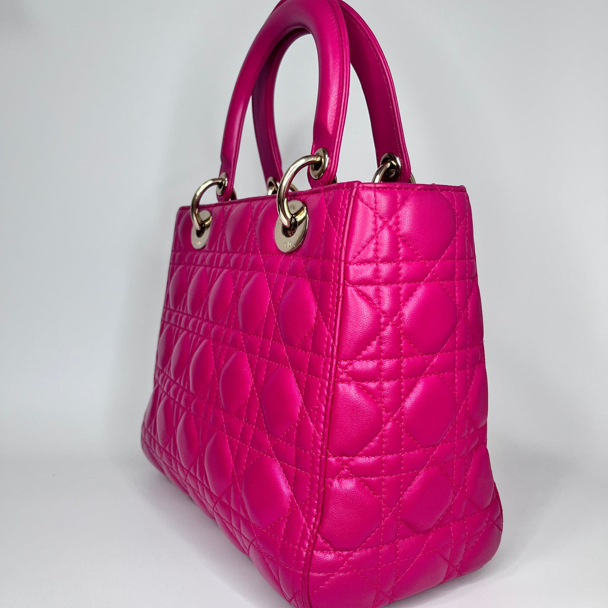 Lady Dior Medium Bag Fuchsia Cannage Leather Rovelle Bags