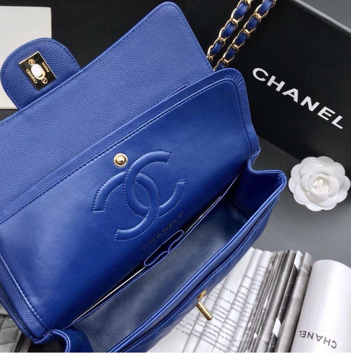 CHANEL Calfskin Chevron Quilted Double Flap