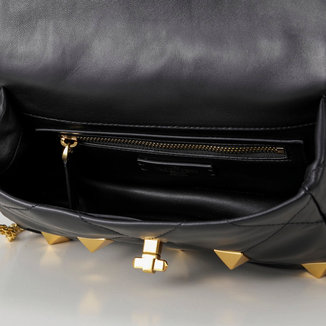 Valentino Garavani Medium Roman Stud The Shoulder Bag In Nappa With Chain