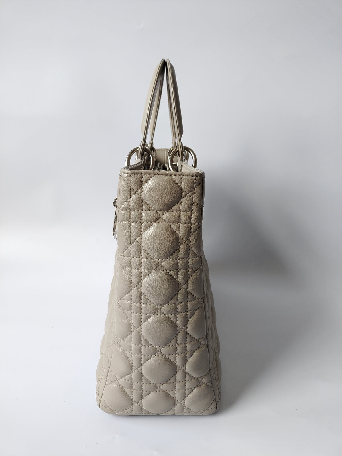 Lady Dior Large Grey Leather handbag with strap Rovelle Bags