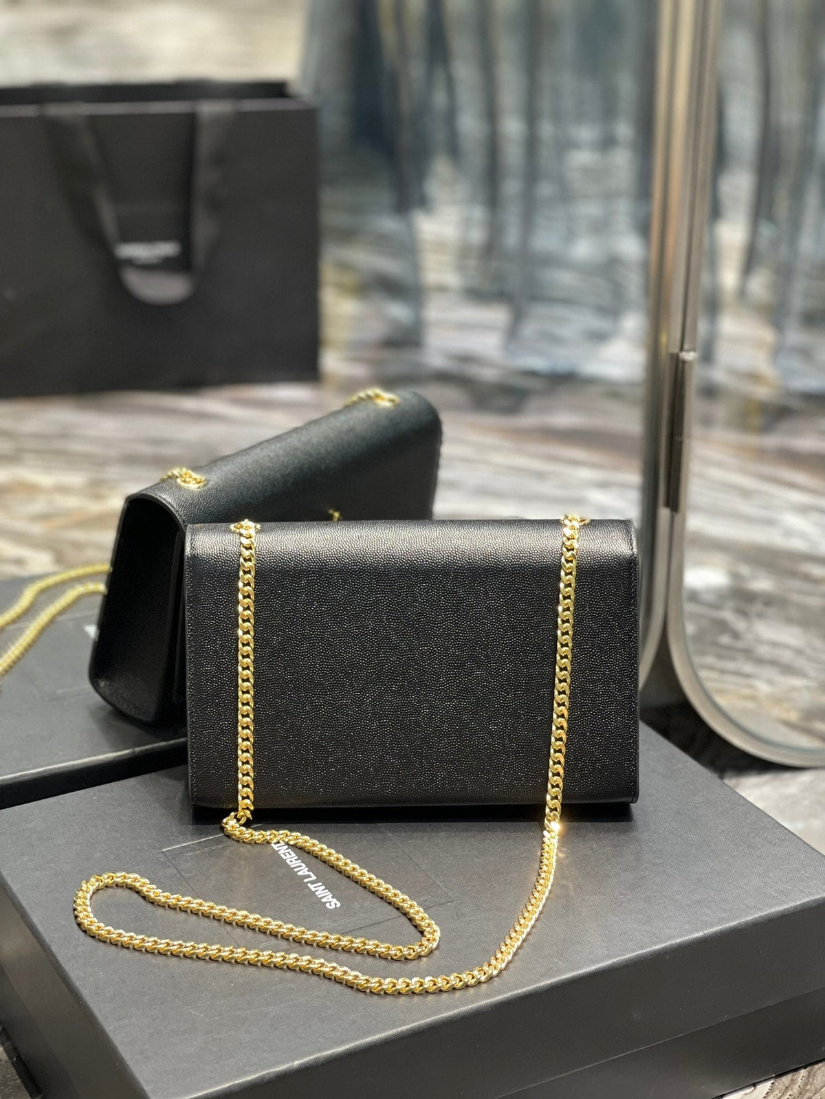 YSL Kate Medium In Grain Poudre embossed Leather Bag