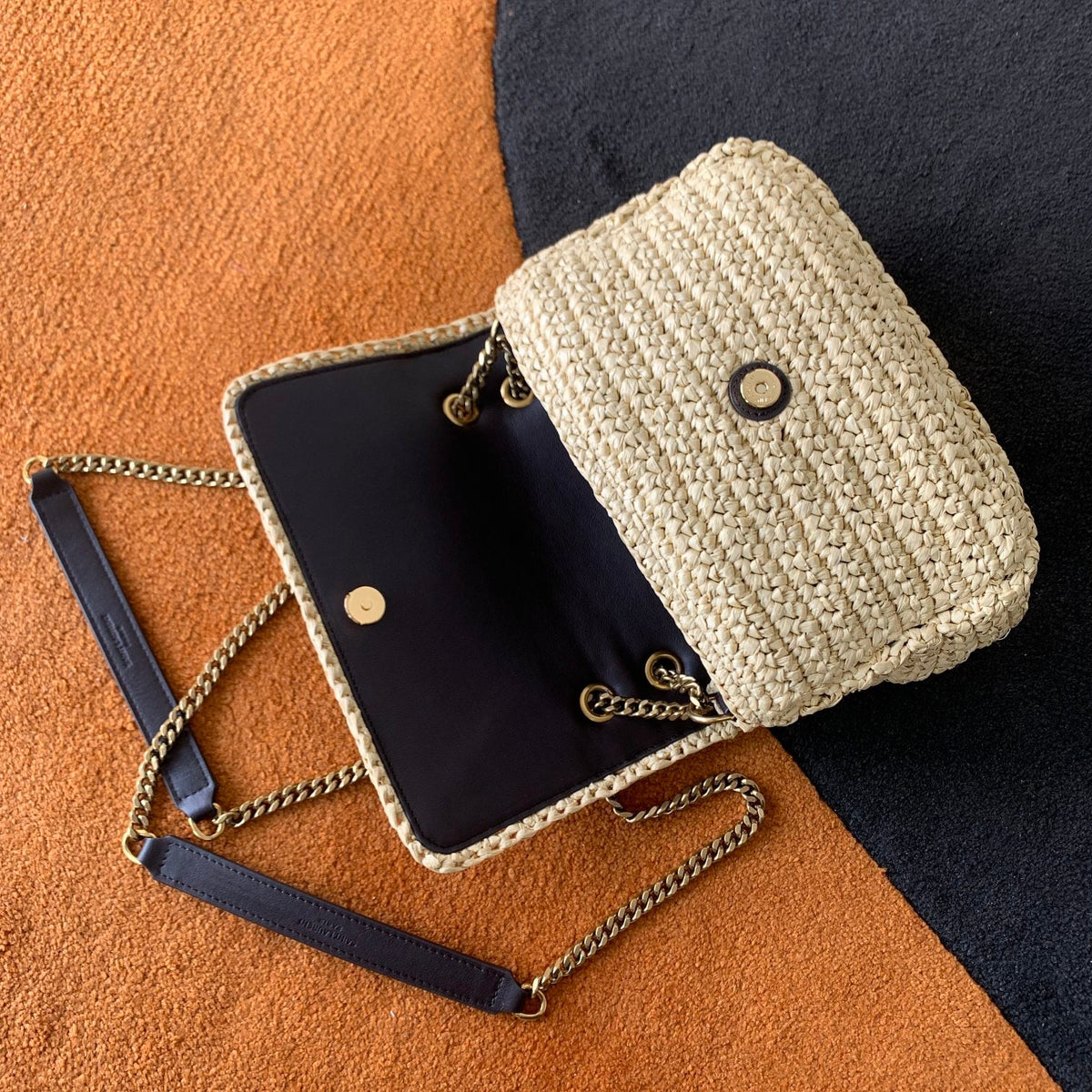 YSL Niki Medium Chain Bag In Raffia