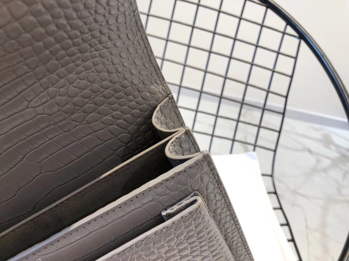 YSL Medium Sunset In Crocodile Embossed Shiny Leather Bag
