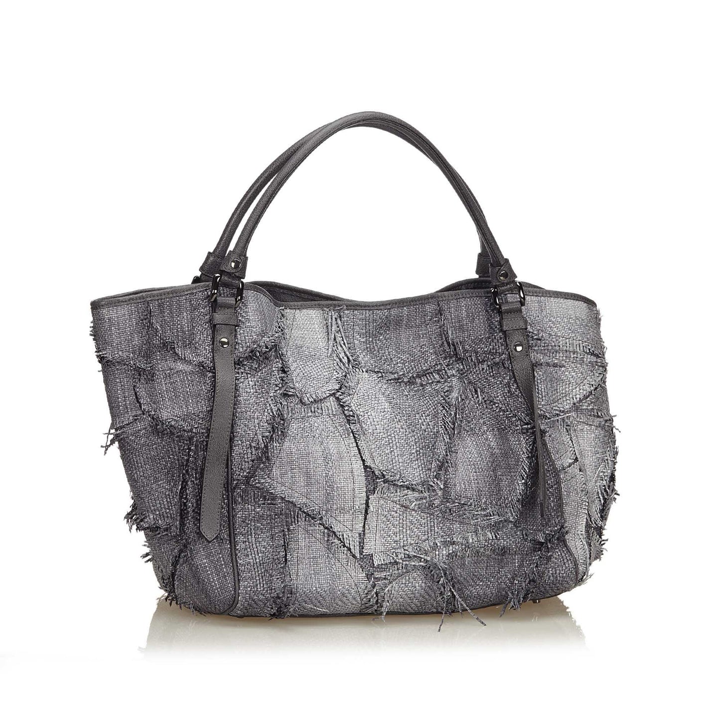 Burberry Chemical Fiber Leather Gray Tote Bag