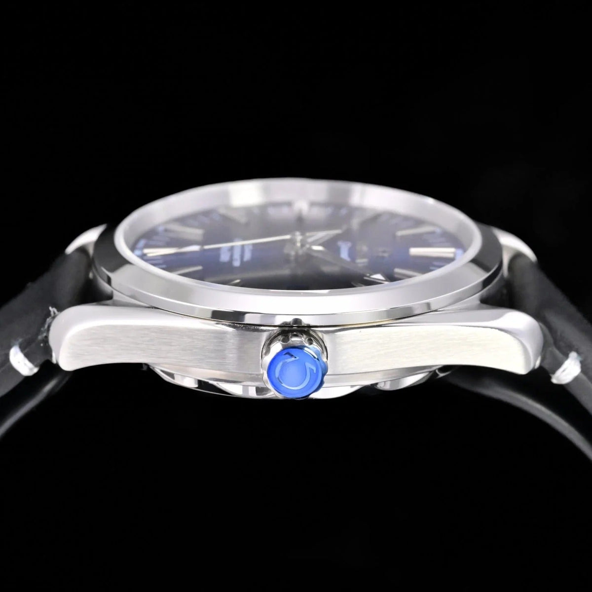 Omega Seamaster 150M Aqua Terra Observatory 39mm Blue Dial Black Leather Strap