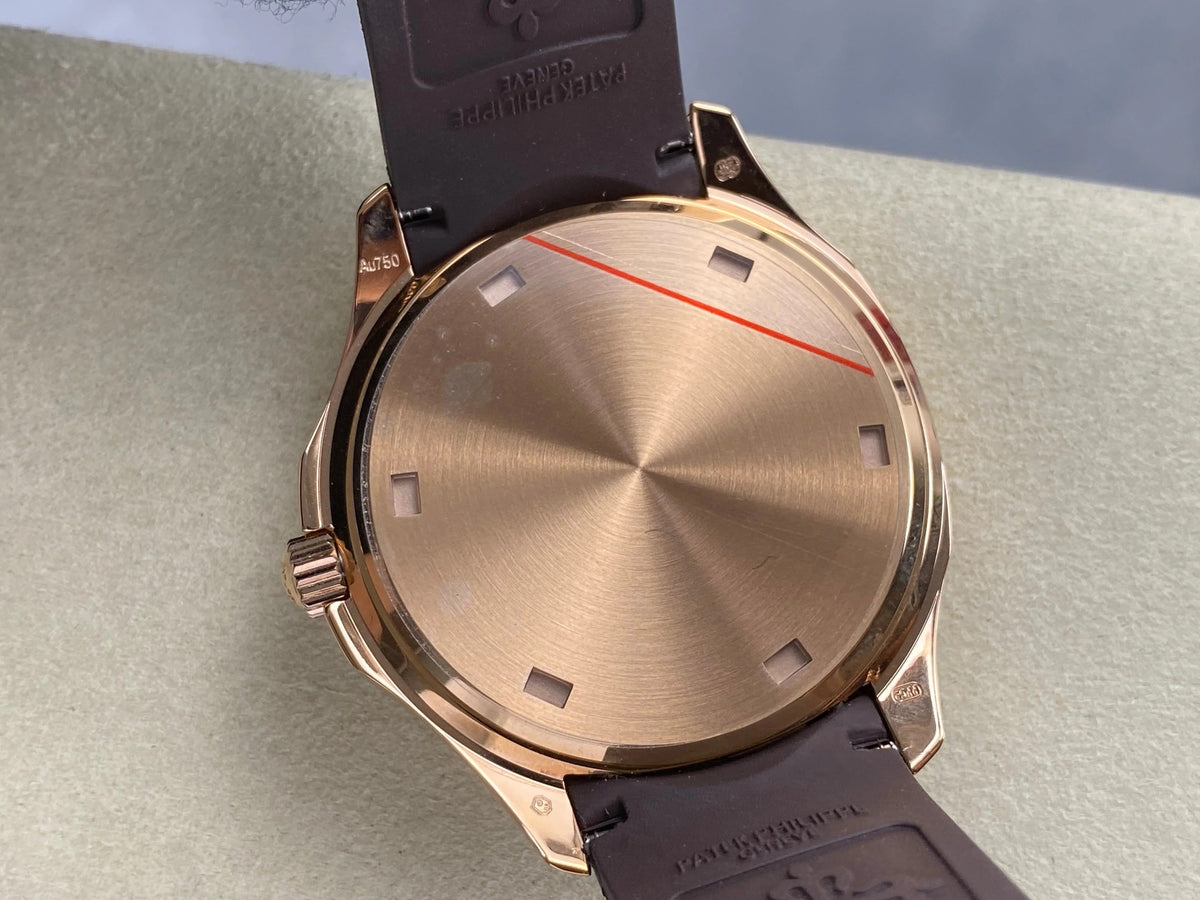 Patek Philippe Aquanaut 38.8mm Rose Gold Case Brown Rubber Strap