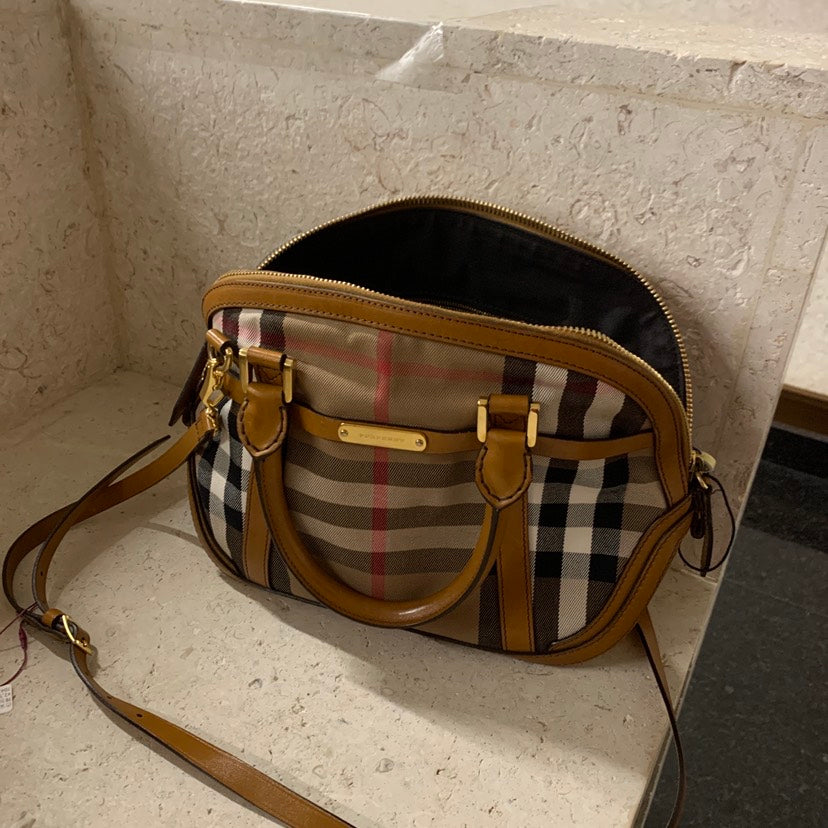 Burberry Orchard Women Check Beige Crossbody Bag