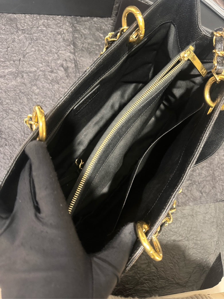 Chanel Medium Caviar Black Gold Shoulder Bag Style Rovelle Bags