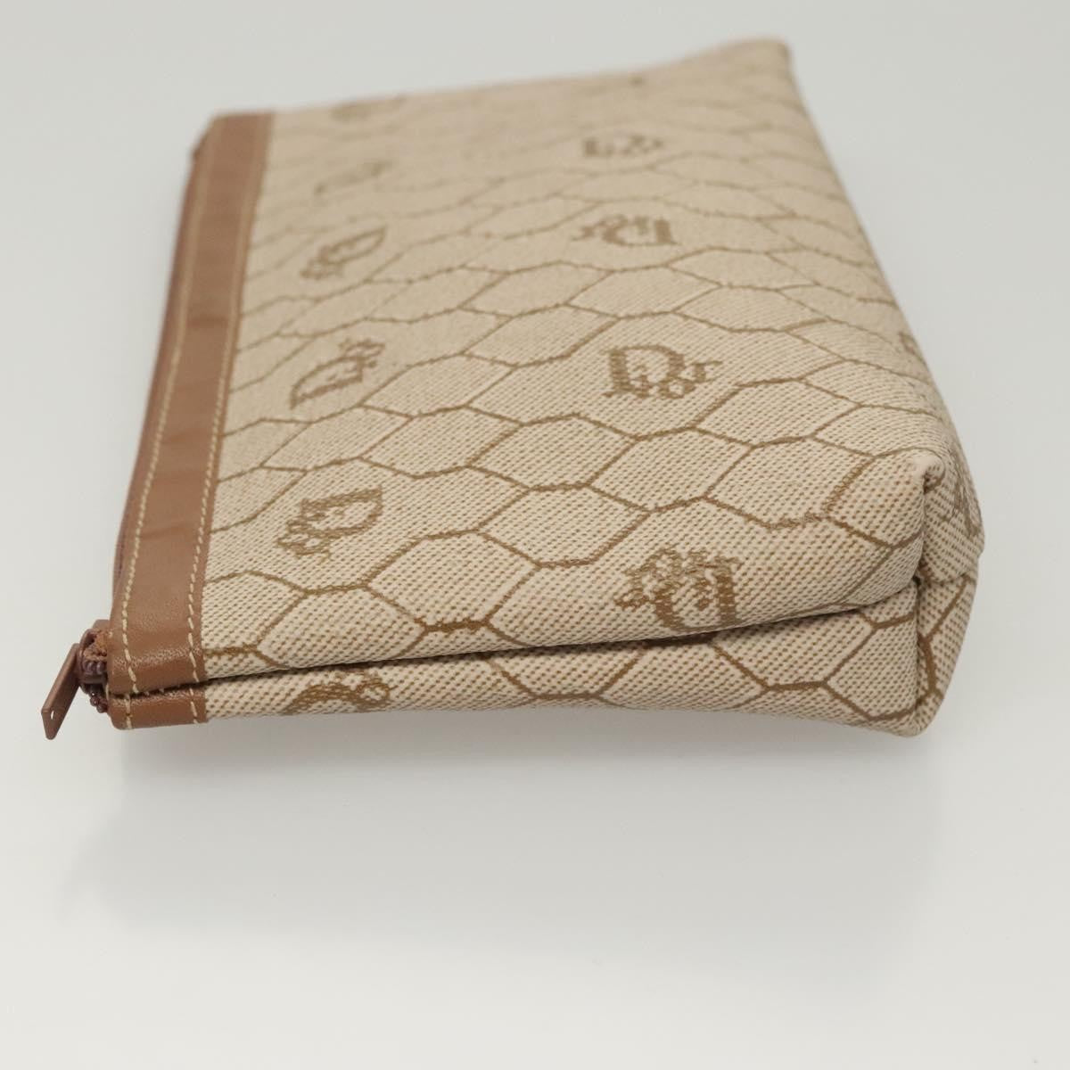 Christian Dior Honeycomb Zip Pouch Coated Canvas Beige Pvc Bag Rovelle Bags