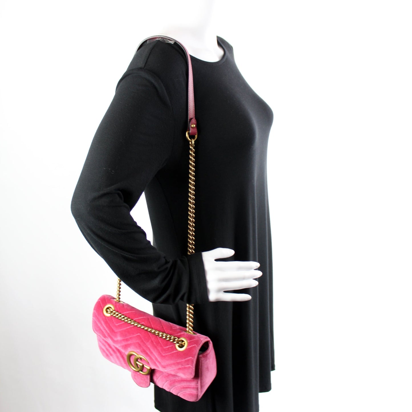 443497 GG Marmont Shoulder Velvet Small lbcase