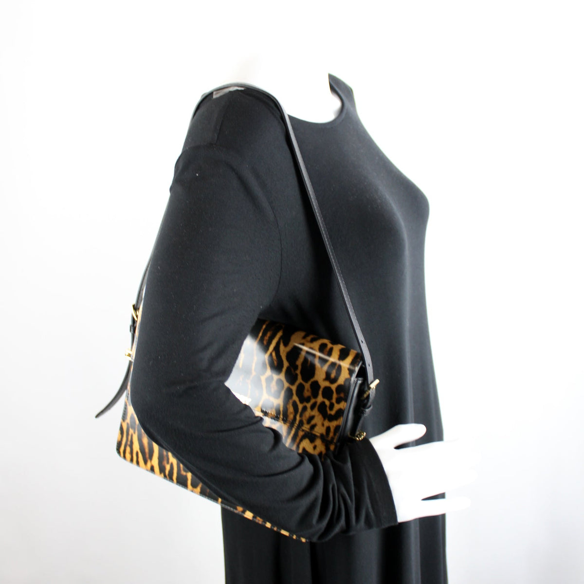 Grace Large Shoulder Bag Leopard Patent Leather
